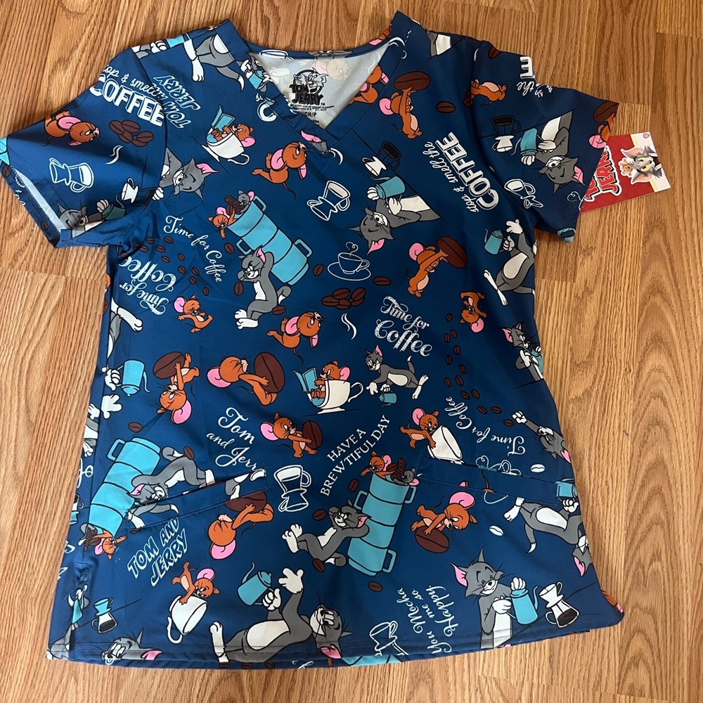 Tom & Jerry Pattern scrub top